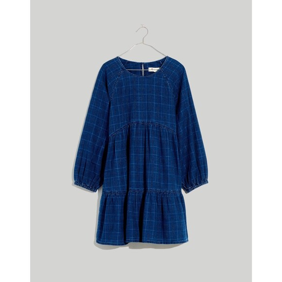 Madewell Windowpane Denim Mini Dress in Lunar Wash - Picture 9 of 9